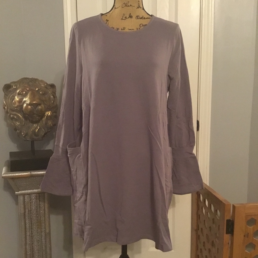 Bell Bottom Sleeve Dress with pockets - Picture 2 of 3